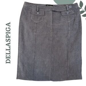 🛍️3/$40 DELLA SPIGA Italy | Grey Button-Back Corded Pinstripe Skirt | Size 10